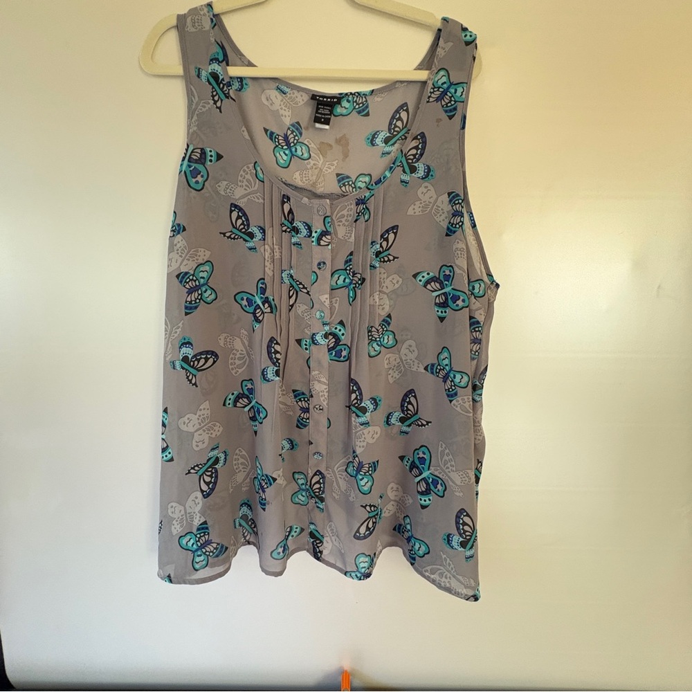Torrid Gray Butterfly Print Tank Top
